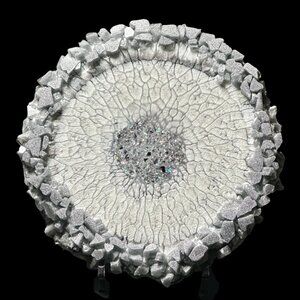 Silver Dragon Scale Large Crystal Edge Vanity Tray | Jewelry Tray | Perfume Tray